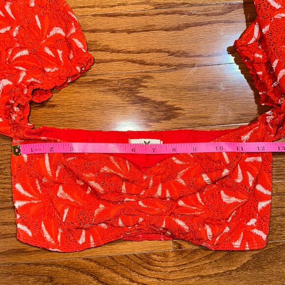 Nightcap Clothing Palm Lace Bandeau Top & High Waisted Short Red Orange Set S XS - Picture 16 of 16